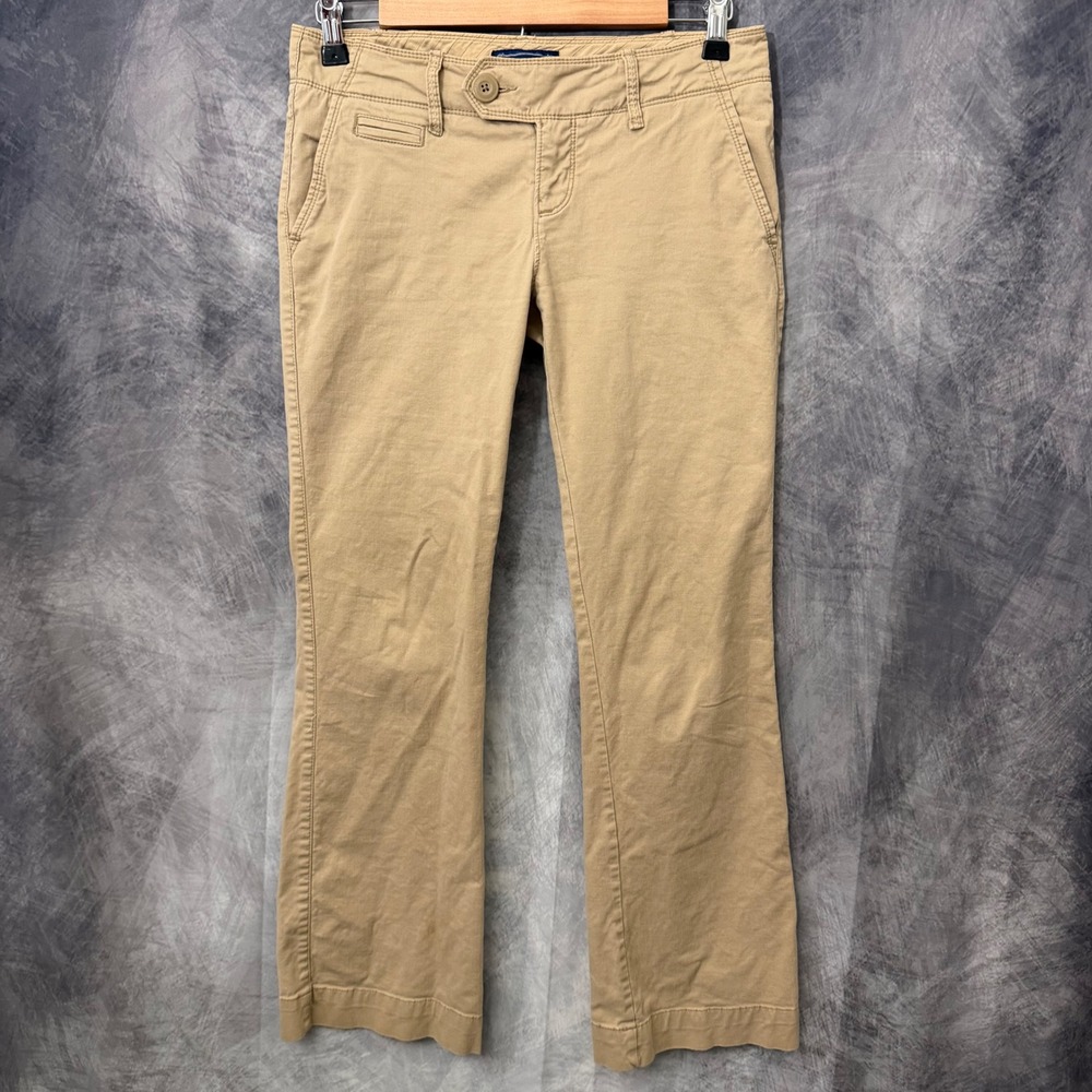 American Eagle Favorite Trouser Khaki Pants Size 2 Short Low Rise Y2K